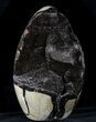 Polished Septarian Geode Sculpture - Black Crystals #55020-1